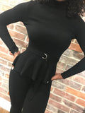 Glorin Belted Lounge Suit Black