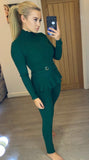 Glorin Belted Lounge Suit Green