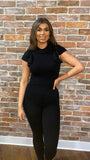 Fay Frill Cap Sleeve Knitted Lounge Suit Black