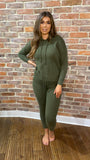 Willow Knitted Hooded Lounge Suit Khaki