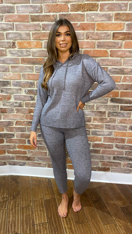 Willow Knitted Hooded Lounge Suit Grey