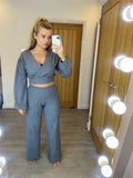 Esther Cross Over Lounge Suit Grey