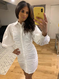 Sydney Ruched Front Shirt Dress White