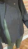 Erin Double Collar Button Detail Oversize Shirt Black